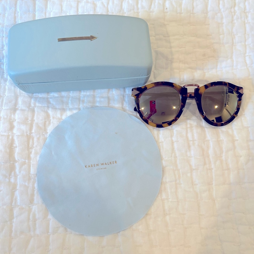 Karen Walker Helter Skelter Sunglasses - Tortoise/Rose Gold/Mirrored Lens (RARE)